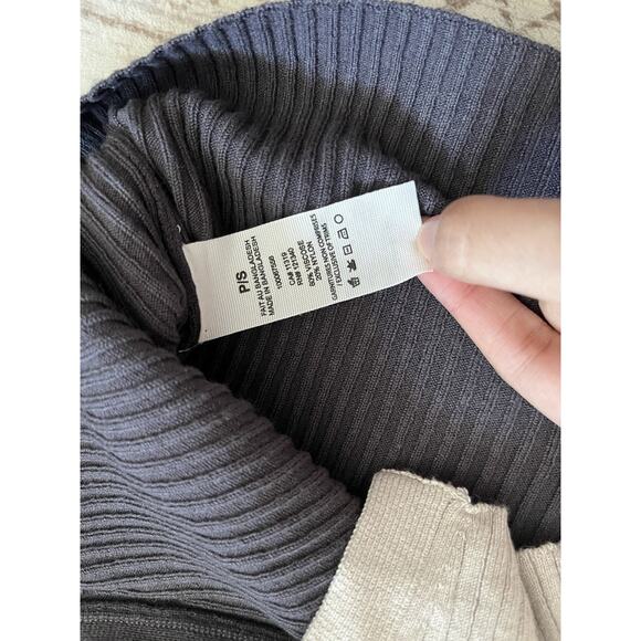 Women's Size Small Garage Colorblock Button Up Cropped Long Sleeve Purple Beige - Picture 3 of 6